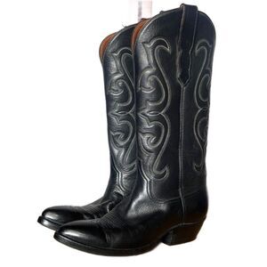 Falconhead Black Leather Women’s Cowboy Boots w/Embroidered Stitching Size: 7.5